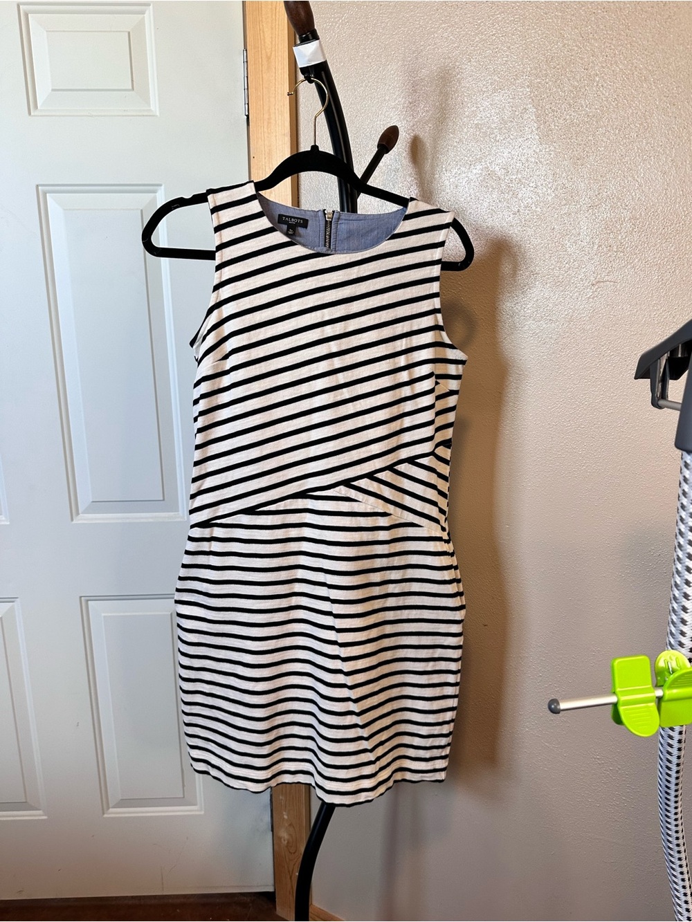 Talbots Black & White Striped Sleeveless Mini Dress - Picture 5 of 6